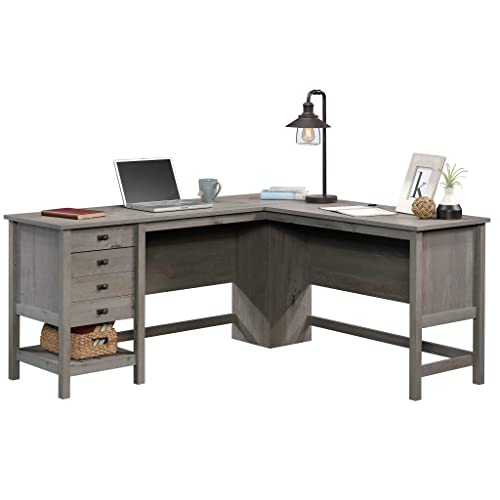 Sauder Cottage Road L-Desk, L: 65.12" x W: 58.66" x H: 29.76", Mystic Oak finish Sauder