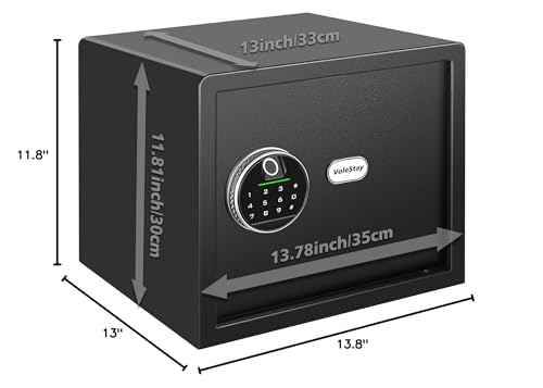 Biometric Home Safe, Fingerprint Gun Safe Lock Box,Money Box for Jewelry Handgun Cash Valuables,Perfect for Home/Office/Hotel, Black,1.2 Cubic Feet VoleStay