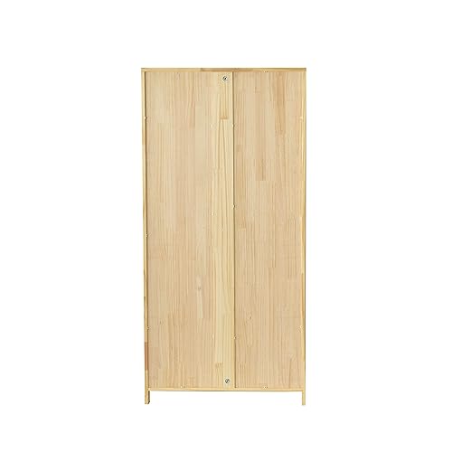 Pine Wood Closet with Rattan Doors and Two Drawers (Natural) Woodpeckers Furniture And Mattress
