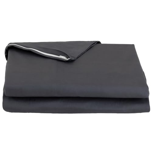 FULI 100% Cotton Zippered Futon Cover, Japanese Futon Mattress Cover, Shikibuton, Made in Japan (Twin, Dark Gray) FULI