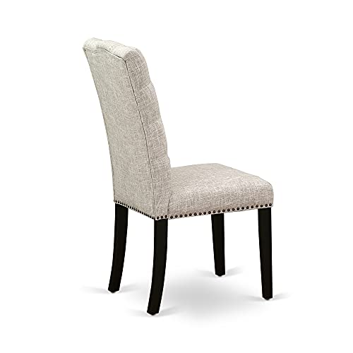 East West Furniture X677EL635-9 9-Piece Dining Set - Dinner Table Rectangular Top - 8 Beautiful Dining Chairs Padded Seat and Back (Distressed Espresso & Wire Brushed Black Finish) East West Furniture