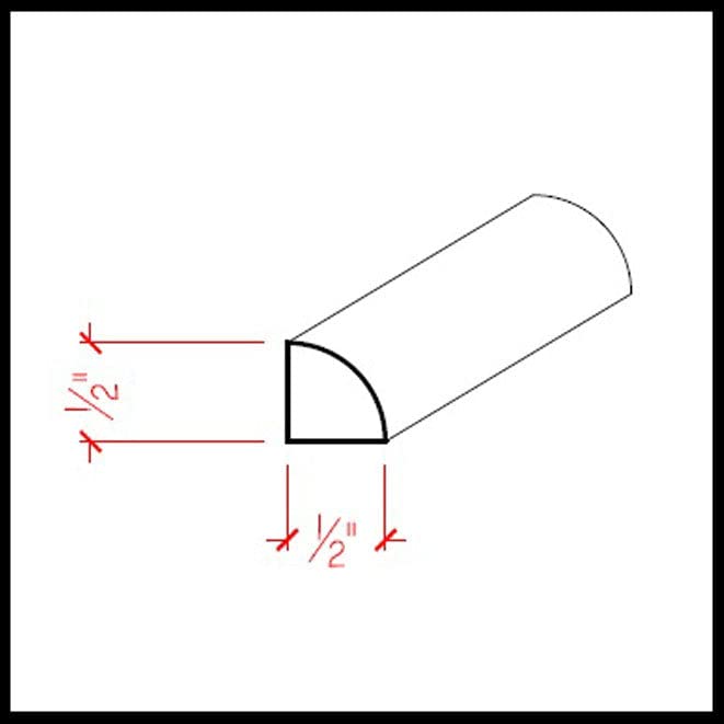 EWQR11 Quarter Round 1/2" Moulding Trim, 1/2" x 1/2", Red Oak, 94" Newmouldings