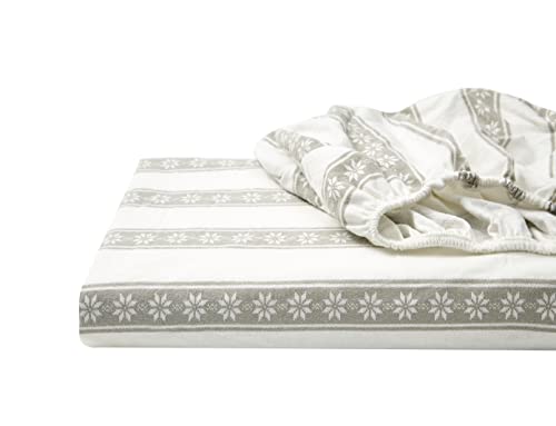 Eddie Bauer - Queen Sheets, Cotton Flannel Bedding Set, Brushed For Extra Softness, Cozy Home Decor (Snowflake Fair Isle, Queen) Eddie Bauer
