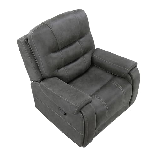 Lexicon Manual Recliner Chair, Home Theater Seating Recliner Armchair, Polished Microfiber Wall Hugger Manual Reclining Sofa Chair for Living Room/Office/Apartment, Dark Gray Lexicon