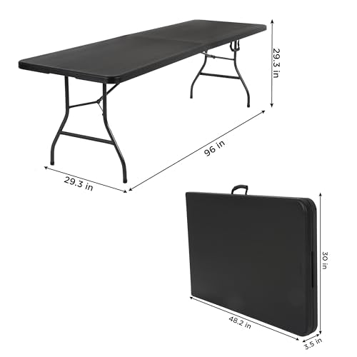 COSCO Fold-in-Half Banquet Table w/Handle, 8ft, Black Cosco