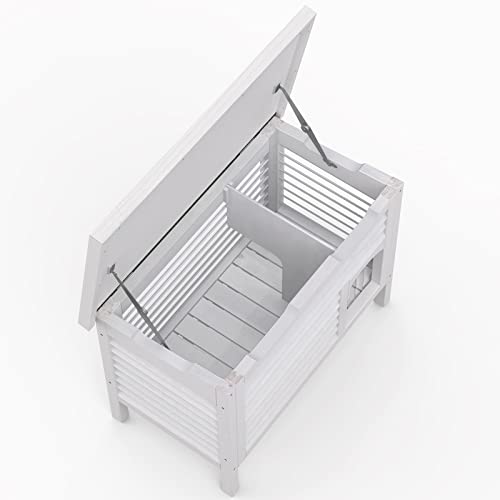 GDLF Outdoor Cat House Solid Wood Feral Cat Shelter with Waterproof Roof & Special Full Ventilation Design Keeps Multiple Cats Cool for Hot Summers 31.9" Lx18.9 Wx23.6 H GDLF