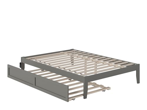 AFI Colorado Full Size Platform Bed with Twin Trundle and Charging Station in Grey AFI