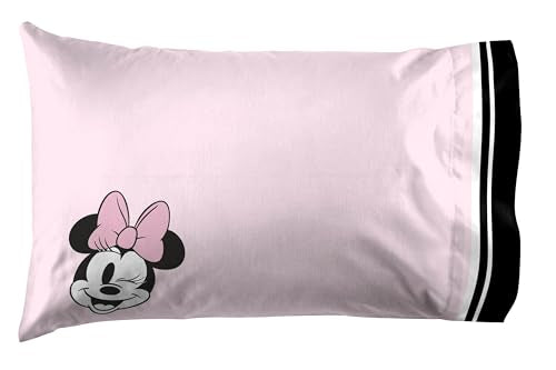 Jay Franco Kids Sheet Set with Fitted, Flat Sheets & Pillow Cover - Ultra-Soft Bedding with Pillowcase for Room Decor, Black - Minnie Mouse, 4 Piece Full Jay Franco