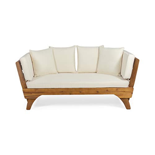 Christopher Knight Home Patrick Outdoor Acacia Wood Expandable Daybed with Water Resistant Cushions, Teak Christopher Knight Home