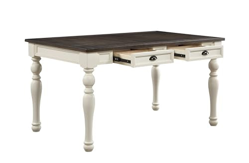 Steve Silver Furniture Co Joanna 7PC Rectangular Dining Set, Table with 6 Slat Back Side Chairs, Farmhouse Design, Dining Room, 59.45" L x 35.82" W x 31" H, White Steve Silver