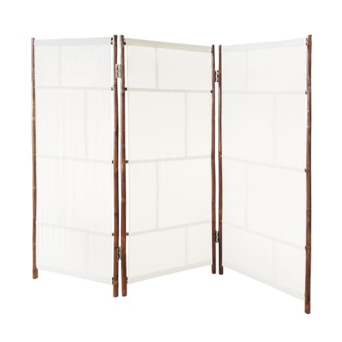 ZEW Bamboo 3 Panel Room Divider Privacy Screen, Freestanding 6 Feet Tall Decorative Room Separator, Espresso ZEW
