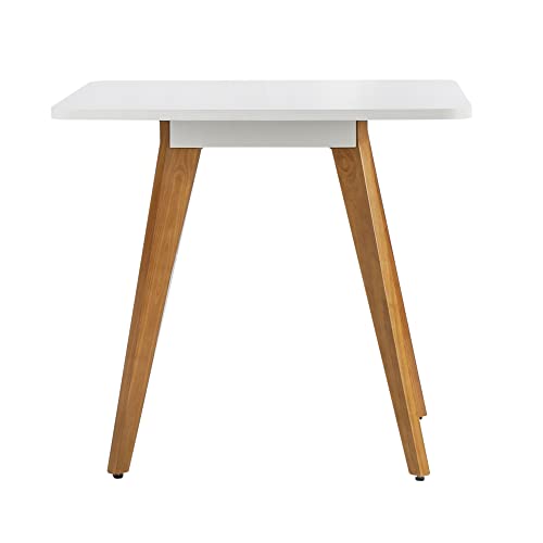 Comfy to go 27.6" Square Dining Table for 2-4 Person - Small Kitchen Table with Soild Wood Legs Mid Century Modern Table for Dinning Room, Kitchen,Small Speace (White) Comfy to go