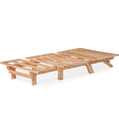 Nirvana Futons Twin Tri-Fold Wood Futon Sofa Bed Lounger Frame - (Space Saver, Natural Finish) Ideal for Small Spaces, RVs, and Dorm Furniture Nirvana Futons