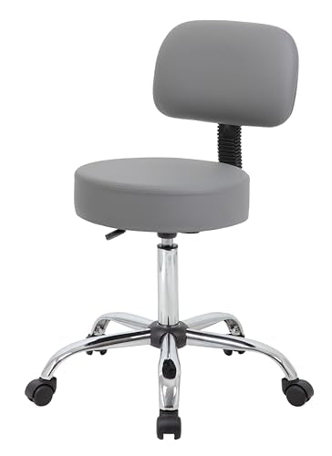 Boss Office Products Be Well Medical Spa Professional Adjustable Drafting Stool with Back, Grey (B245-GY) Boss Office Products