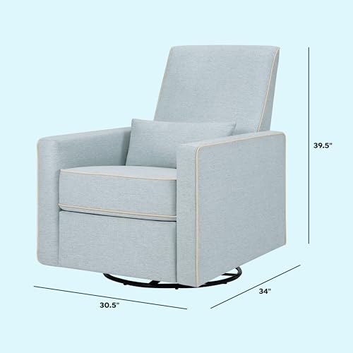 DaVinci Piper 360° Swivel Rocker Recliner Chair, Rocking Chair for Nursery & Living Room, GREENGUARD Gold, FSC & Certi-PUR US Certified, Comfy Nursery Glider Recliner - Heathered Blue w/Cream Piping DaVinci