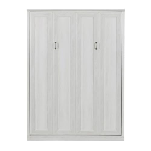 Harper & Bright Designs Queen Size Murphy Bed, Wood Queen Wall Bed Cabinet Bed, Rustic White Harper & Bright Designs