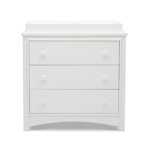 Delta Children Perry 3 Drawer Dresser with Changing Top and Interlocking Drawers, Bianca White Delta Children