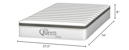 NapQueen 8 Inch Maxima Hybrid Mattress, Twin Size, Cooling Gel Infused Memory Foam and Innerspring Mattress, Bed in a Box,White & Gray NapQueen
