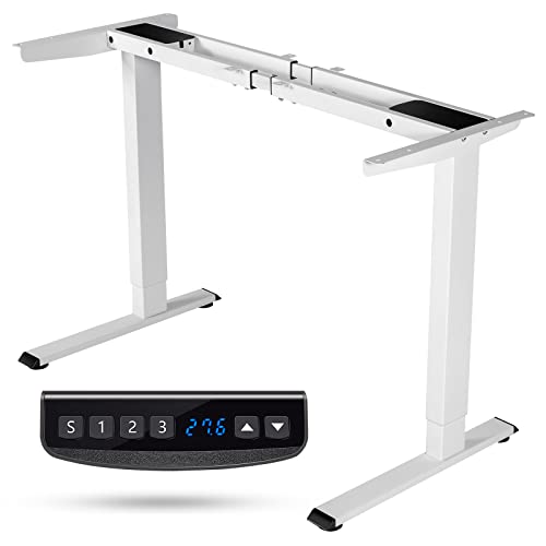 COSTWAY Electric Sit Stand Desk Frame, Dual-Motor Height-Adjustable Standing Desk Base w/ 3 Memory Positions & Touch Control Panel, Home Office Computer Desk Frame w/Hook & Cable Tray (White) COSTWAY