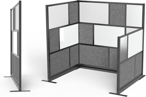 Stand Up Desk Store Expanse Modular Wall | 70'' x 70'' Wall | Expandable Partition Room Divider with Rearrangeable Frosted Acrylic & Sound Absorbent Panels (Black Frame) S Stand Up Desk Store