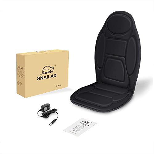 Snailax Massage Seat Cushion - Back Massager with Heat, 6 Vibration Massage Nodes & 2 Heat Levels, Massage Chair Pad for Home Office Chair,Black Snailax