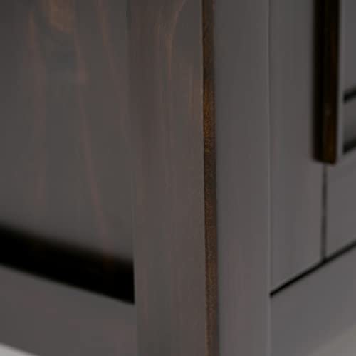 SIMPLIHOME Amherst SOLID WOOD 32 inch Wide Transitional Low Storage Cabinet in Hickory Brown for the Living Room, Entryway and Family Room SIMPLIHOME