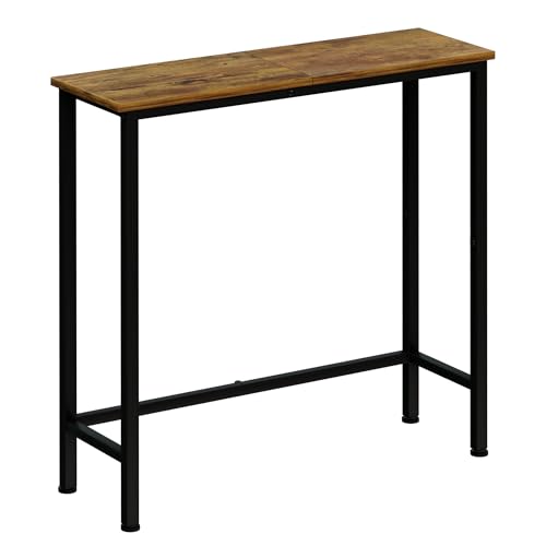 Mordchil HF Narrow Console Table, 29.5" Small Entryway Table, Thin Hallway Tables, Slim Sofa Side Tables for Hallway, Living Room, Bedroom, Foyer, Retro Brown Mordchil HF