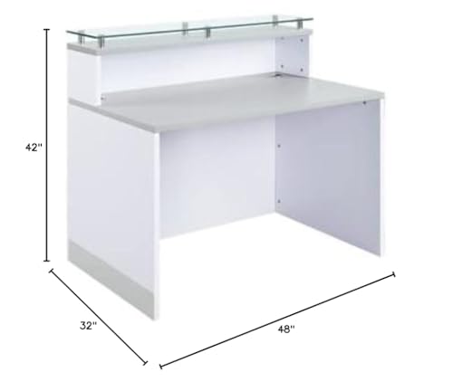 NBF Esquire Modern Reception Desk with Counter - 48" W x 32" D Retail Checkout Counter - Front Desk Reception Counter with 2 Grommet Holes - Countertop Lobby Desk for Office Salon Store (White) nbf signature series