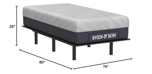 Sven & Son Essential Adjustable Bed Base (Frame) + 14 inch Hybrid Spring Matt (Medium Soft), Easy Assembly, Head and Foot Lift, Memory Positions, Zero Gravity, Wireless Remote - Split King Sven & Son