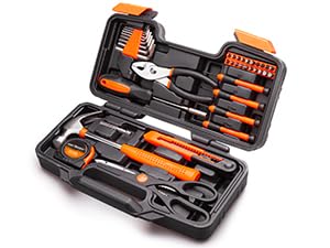 CARTMAN 39 Piece Tool Set General Household Hand Kit with Plastic Toolbox Storage Case Orange CARTMAN