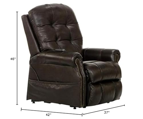 Catnapper Tyler Chocolate Brown Leather Power Lift Lay Flat Recliner with Heat & Massage Catnapper