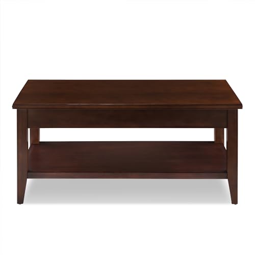 Leick Home 10504 Laurent Two Drawer Coffee Table with Shelf, Chocolate Cherry Leick Home