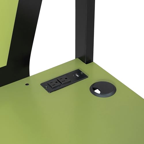 Full Size Bunk Bed with Desk & Charging Station & RGB Light Strip,Wooden Gaming Bunk Bed Frame with Storage Shelves,Safety Guardrails & Ladder for Bedroom,Under-Bed Space,No Box Spring Needed,Green FUvellamo