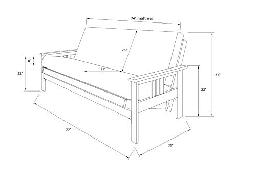 Kodiak Furniture Monterey Futon Set, No Drawers, with Barbados Base and Suede Black Mattress Kodiak Furniture