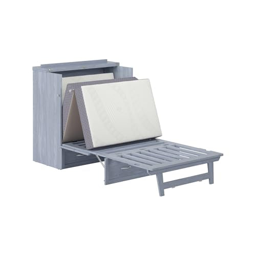 AFI, Northfield Murphy Bed Chest Twin XL with 6" Mattress, Storage Drawer & Built-in USB Charger, Driftwood AFI