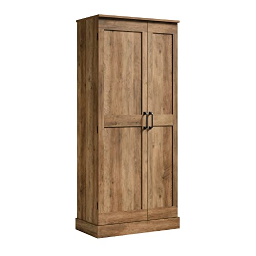Sauder Miscellaneous 2-Door Swing Out Storage Pantry Cabinet, L: 32.17" x W: 17.13" x H: 72.09", Rural Pine Finish Sauder