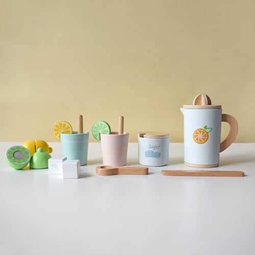 PairPear Wooden Toys Lemonade Playset,Kids Play Food Pretend Play Lemonade Stand Kit,Play Kitchen Grocery Maket Acessories Gift for Toddler Girls and Boys 3 Years+ PairPear