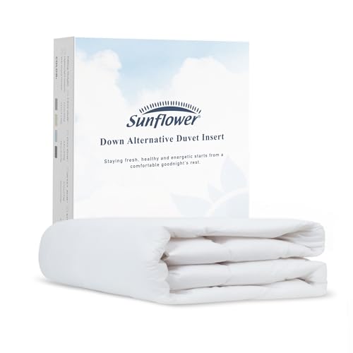 sunflower Comforter Queen Size White Down Alternative Filling 100% Cotton Shell Lightweight Bedding Queen Comforter Blanket for Summer with Corner Tabs Soft Breathable Machine Washable sunflower