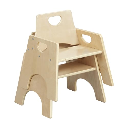 ECR4Kids Stackable Wooden Toddler Chair, 6in, Kids Furniture, Natural, 2-Pack ECR4Kids