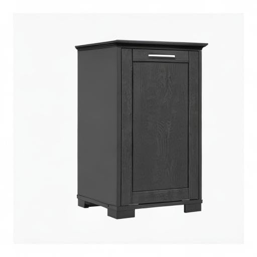 OLD CAPTAIN Wooden Tilt Out Trash Cabinet, Wooden Kitchen Garbage Can Free Standing Holder, Black Finish… OLD CAPTAIN