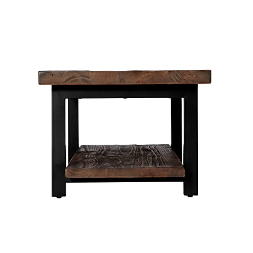 Alaterre Furniture Pomona Rustic Industrial Modern Vintage Metal and Solid Wood Coffee Table, Easy Assembly, 42 in x 24 in x 18 in ,Brown Alaterre Furniture
