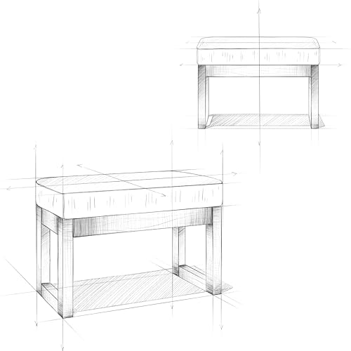 SIMPLIHOME Milltown 27 inch Wide Contemporary Rectangle Footstool Ottoman Bench in Grey Linen Look Fabric, Assembled, for the Living Room and Bedroom SIMPLIHOME