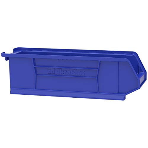Akro-Mils 30284 Super-Size AkroBins Plastic Storage Bins, Space-Saving Stackable Bins for Garage, Classroom, Warehouse Organization, 24-Inch L x 8-Inch W x 7-Inch H, Blue, 4-Pack Akro-Mils
