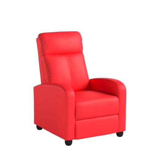 BestMassage | Recliner Chair | with 2 Point Massage Function | Pu Red | with Lumbar Support, Adjustable Push Back, Footrest & Padded Seat | Easy Assembly | for Living Room, Home Theatre