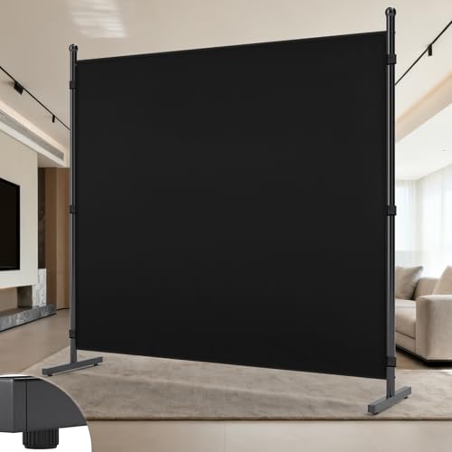 AKTOP Room Divider, Freestanding Single Panel Privacy Screen, Portable Temporary Wall Dividers for Room Separation, Large Room Partitions and Separators for Home, Office, Dorm, 71''W x 71''H, Black AKTOP