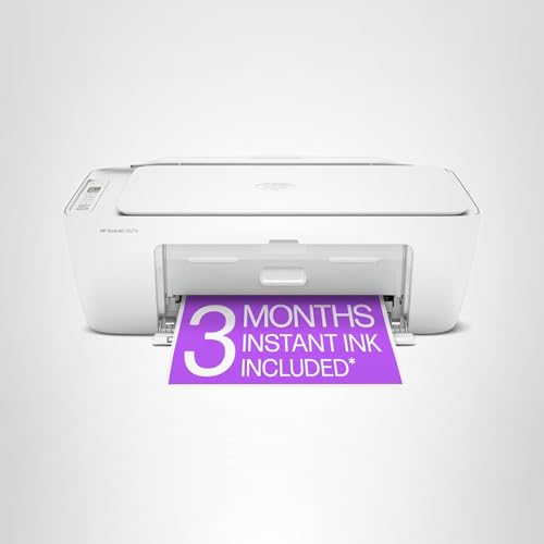 HP DeskJet 2827e Wireless All-in-One Color Inkjet Printer, Scanner, Copier, Best-for-Home, 3 Month Instant Ink Trial Included, AI-Enabled (6W7F5A)
