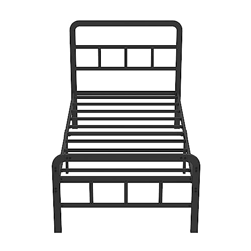Richwanone 14 inch Twin XL Bed Frame with Headboard and Footboard, Heavy Duty Metal Platform with Steel Slat Support, No Box Spring Needed, Easy Assembly, Black Richwanone