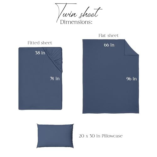 NORTHWEST Ashford Home Essentials Bedding, 3 Piece Twin Size Sheet Set, Estate Blue Northwest