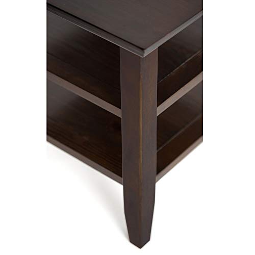SIMPLIHOME Acadian SOLID WOOD 14 inch wide Rectangle Rustic Contemporary Narrow Side Table in Brunette Brown with Storage, 2 Shelves, for the Living Room and Bedroom SIMPLIHOME