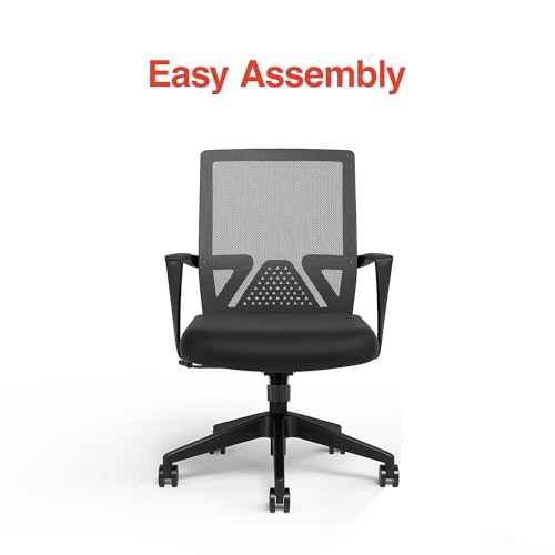 STAPLES Cartwright Ergonomic Office Desk Chair, Adjustable with Breathable Mesh & Lumbar Support, Perfect for Home & Office, Black STAPLES